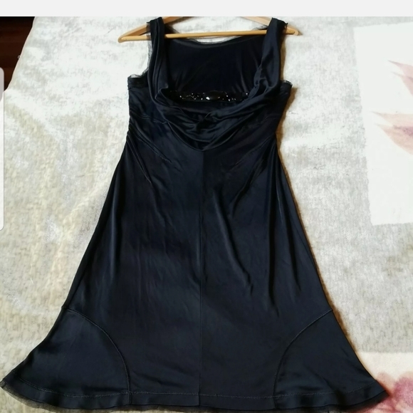 Roberta Scarpa Women's Black Party Cocktail Slip Dress Lace Beads Size US12 46 M - Picture 6 of 13
